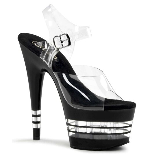 Pleaser Sandalia de Tacón ADORE-708LN Negro Transparente EU-38 / US-8