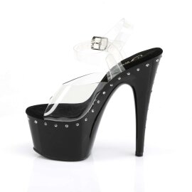 Pleaser Sandalia de Tacón ADORE-708LS Negro Transparente EU-35 / US-5