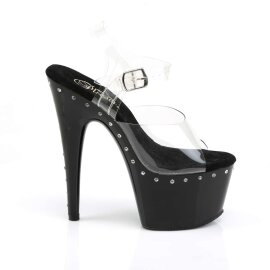 Pleaser Sandalia de Tacón ADORE-708LS Negro Transparente EU-38 / US-8