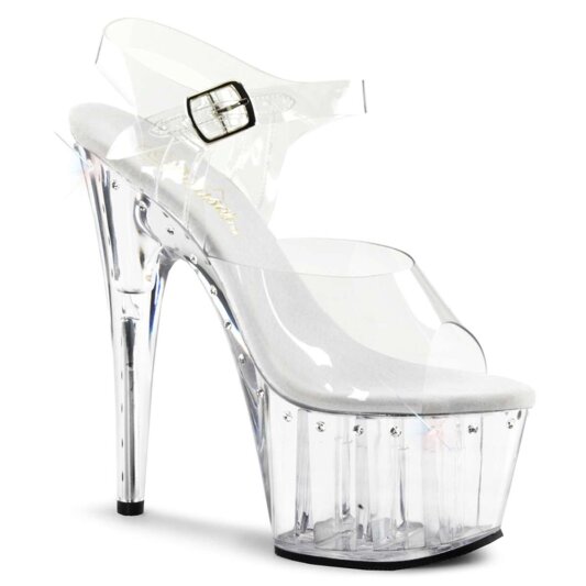 Pleaser Sandalia de Tacón ADORE-708LS Plata Transparente EU-35 / US-5