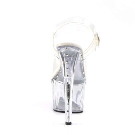 Pleaser Sandalia de Tacón ADORE-708LS Plata Transparente EU-35 / US-5