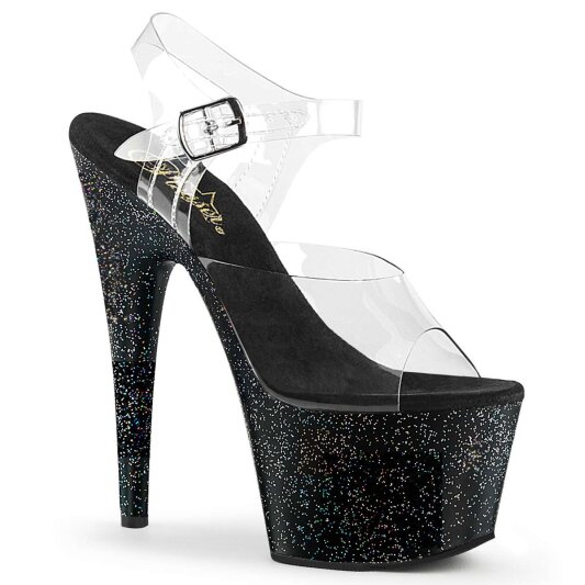 Pleaser Sandalia de Tacón ADORE-708MG Negro Transparente EU-35 / US-5