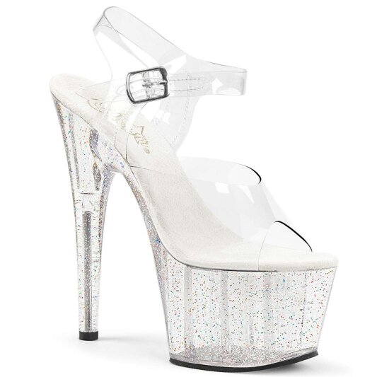 Pleaser Sandalia de Tacón ADORE-708MG Plata Transparente EU-38 / US-8