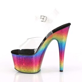 Pleaser Sandalia de Tacón ADORE-708MRB Transparente Multicolor Metálico EU-35 / US-5