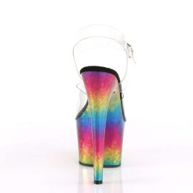 Pleaser Sandalia de Tacón ADORE-708MRB Transparente Multicolor Metálico EU-35 / US-5