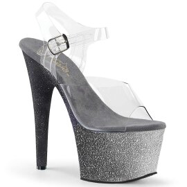 Pleaser Sandalia de Tacón ADORE-708OMBRE Plata...