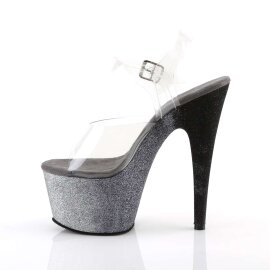 Pleaser Sandalia de Tacón ADORE-708OMBRE Plata Transparente-Negro Ocre EU-38 / US-8