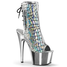 Pleaser Ankle Boots ADORE-1018HG Silver Hologram Chrome...