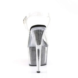 Pleaser Sandalia de Tacón ADORE-708SRS Plata Transparente Negro EU-35 / US-5