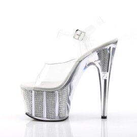 Pleaser Sandalia de Tacón ADORE-708SRS Plata Transparente Plata Metalizado EU-41 / US-11