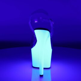 Pleaser Sandalia de Tacón ADORE-708UV Transparente Blanco-Neón EU-37 / US-7