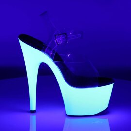 Pleaser Sandalia de Tacón ADORE-708UV Transparente Blanco-Neón EU-37 / US-7
