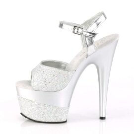 Pleaser Sandalia de Tacón ADORE-709-2G Plata Multi Purpurina EU-38 / US-8