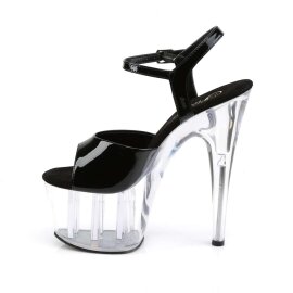 Pleaser Sandalia de Tacón ADORE-709 Negro Charol Transparente EU-35 / US-5