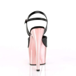 Pleaser Sandalia de Tacón ADORE-709 Negro Oro Rosado Claro Metalizado EU-35 / US-5
