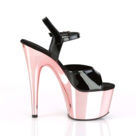 Pleaser Sandalia de Tacón ADORE-709 Negro Oro Rosado Claro Metalizado EU-37 / US-7