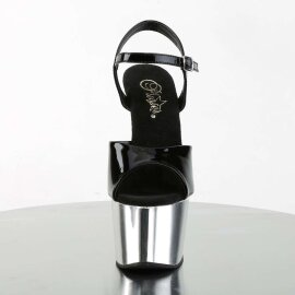 Pleaser Sandalia de Tacón ADORE-709 Negro Plata...