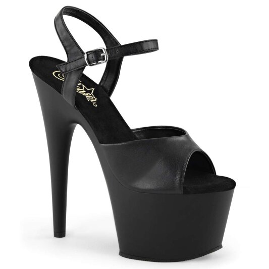Pleaser Sandalia de Tacón ADORE-709 Negro Imitación Cuero EU-35 / US-5