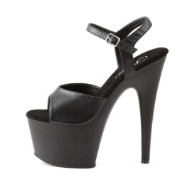 Pleaser Sandalia de Tacón ADORE-709 Negro Imitación Cuero EU-35 / US-5