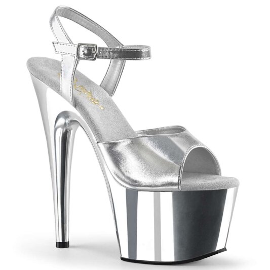 Pleaser Sandalia de Tacón ADORE-709 Plata Metálico Metalizado EU-35 / US-5
