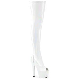 Pleaser ADORE-3011HWR Plateau Overknee Boots Holo White...