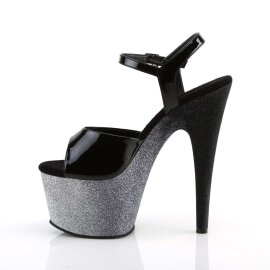 Pleaser Sandalia de Tacón ADORE-709OMBRE Negro Charol Plata-Negro Charol Multi Ocre EU-41 / US-11