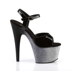 Pleaser Sandalia de Tacón ADORE-709OMBRE Negro Charol Plata-Negro Charol Multi Ocre EU-39 / US-9