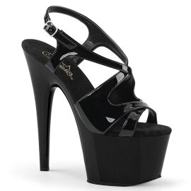 Pleaser Sandalia de Tacón ADORE-730 Negro Charol...