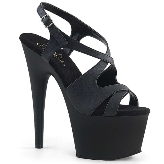 Pleaser Sandalia de Tacón ADORE-730 Negro Imitación Cuero EU-35 / US-5
