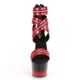 Pleaser Sandalia de Tacón ADORE-766 Rojo Negro...