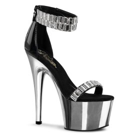 Pleaser Sandalia de Tacón ADORE-769RS Negro Plata...