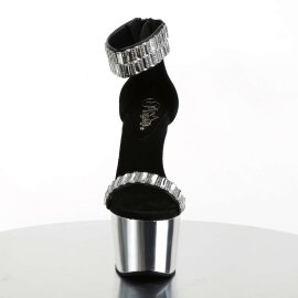 Pleaser Sandalia de Tacón ADORE-769RS Negro Plata...