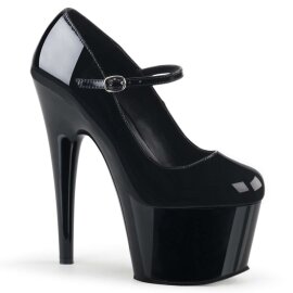 Pleaser Sandalia de Tacón ADORE-787 Negro Charol...