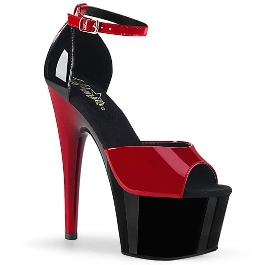 Pleaser Sandalia de Tacón ADORE-789 Rojo Negro Charol EU-36 / US-6