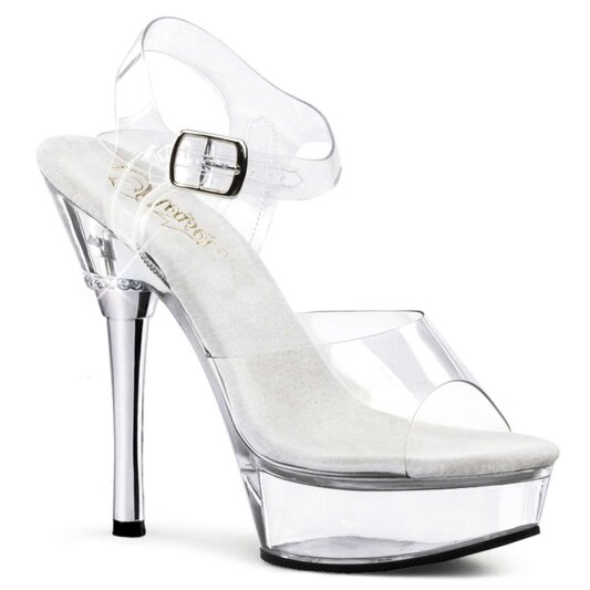 Pleaser Sandalia de Tacón ALLURE-608 Plata Transparente EU-39 / US-9