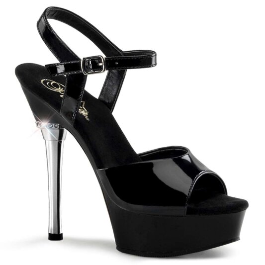 Pleaser Sandalia de Tacón ALLURE-609 Negro Charol EU-35 / US-5