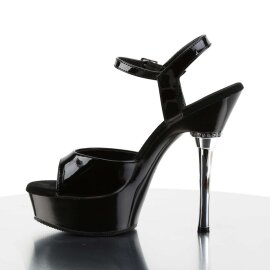 Pleaser Sandalia de Tacón ALLURE-609 Negro Charol EU-35 / US-5