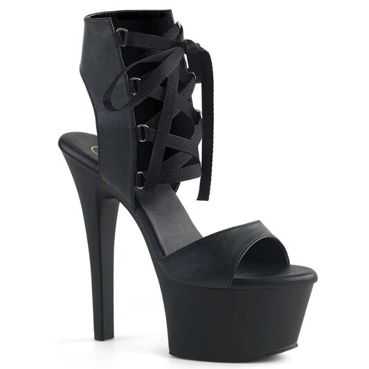 Pleaser Sandalia de Tacón ASPIRE-600-14 Negro Cuero Sintético EU-35 / US-5