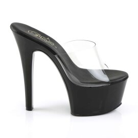 Pleaser Zapato Abierto ASPIRE-601 Negro Transparente Metalizado EU-35 / US-5