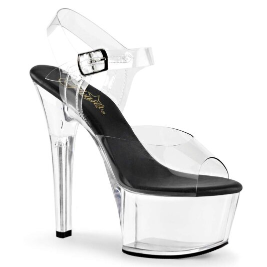 Pleaser Sandalia de Tacón ASPIRE-608 Negro Transparente EU-35 / US-5
