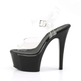 Pleaser Sandalia de Tacón ASPIRE-608 Negro Transparente EU-38 / US-8