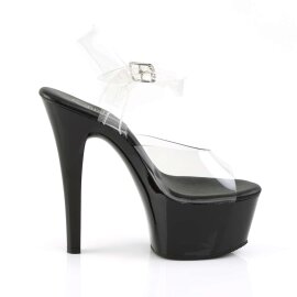 Pleaser Sandalia de Tacón ASPIRE-608 Negro Transparente EU-38 / US-8