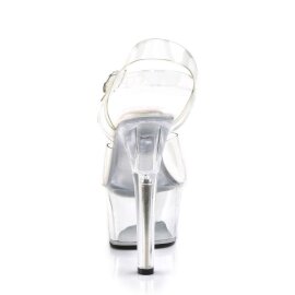 Pleaser Sandalia de Tacón ASPIRE-608 Plata Transparente EU-35 / US-5