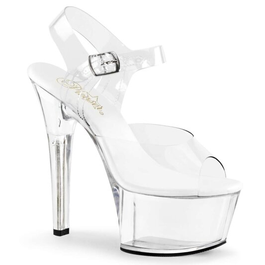 Pleaser Sandalia de Tacón ASPIRE-608 Plata Transparente EU-38 / US-8