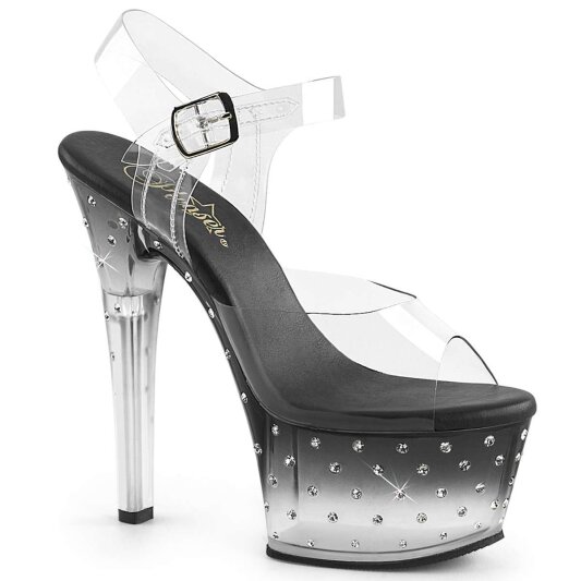 Pleaser Sandalia de Tacón ASPIRE-608STD Negro Transparente EU-37 / US-7