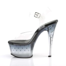 Pleaser Sandalia de Tacón ASPIRE-608STD Negro Transparente EU-37 / US-7