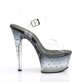 Pleaser Sandalia de Tacón ASPIRE-608STD Negro Transparente EU-37 / US-7