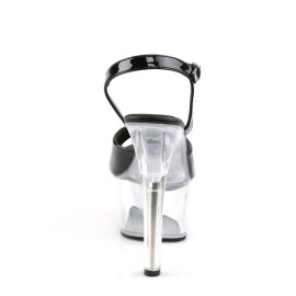 Pleaser Sandalia de Tacón ASPIRE-609 Negro Charol Transparente EU-35 / US-5
