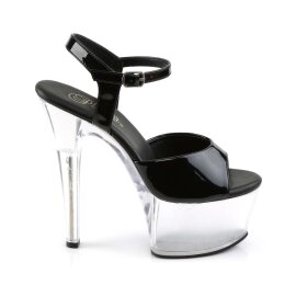 Pleaser Sandalia de Tacón ASPIRE-609 Negro Charol Transparente EU-35 / US-5