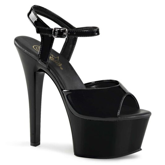 Pleaser Sandalia de Tacón ASPIRE-609 Negro Charol EU-37 / US-7